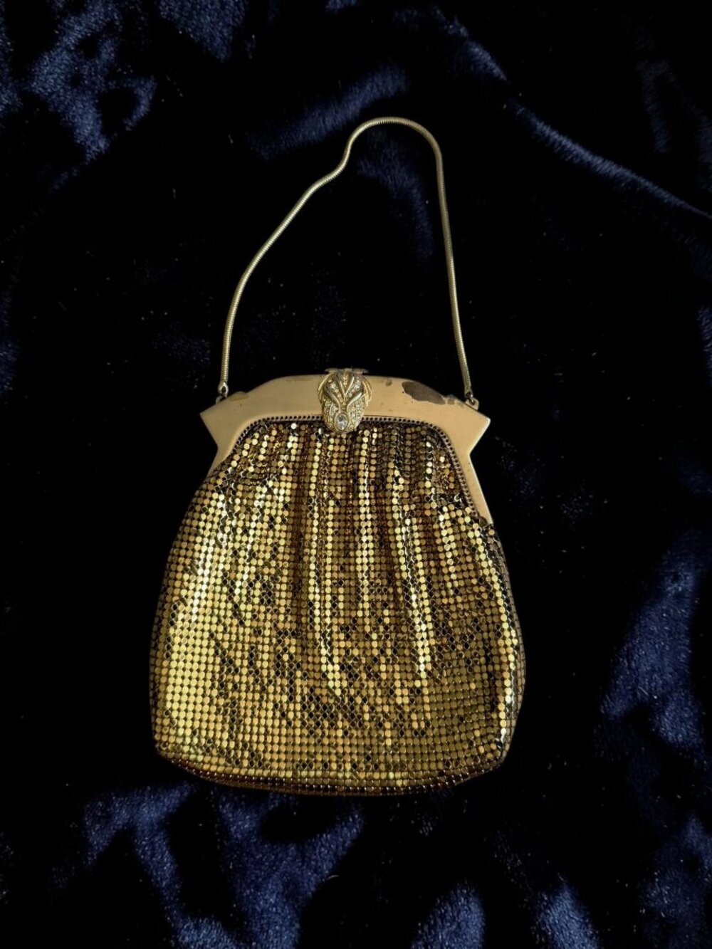 WHITING & DAVIS Vintage Gold Chain Mesh Cocktail Bag